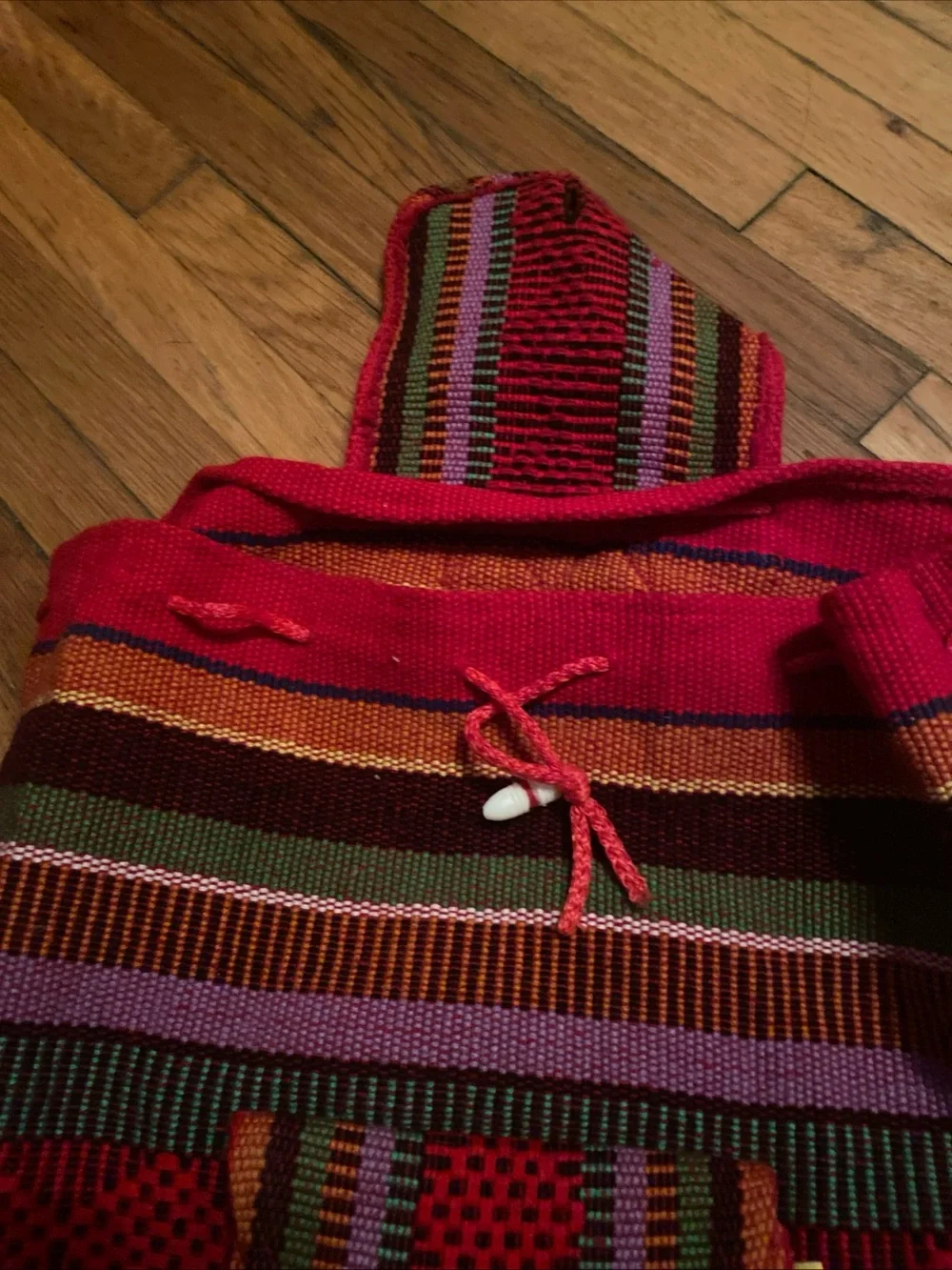 Handwoven Red Striped Women's Backpack Boho Hippie Bag